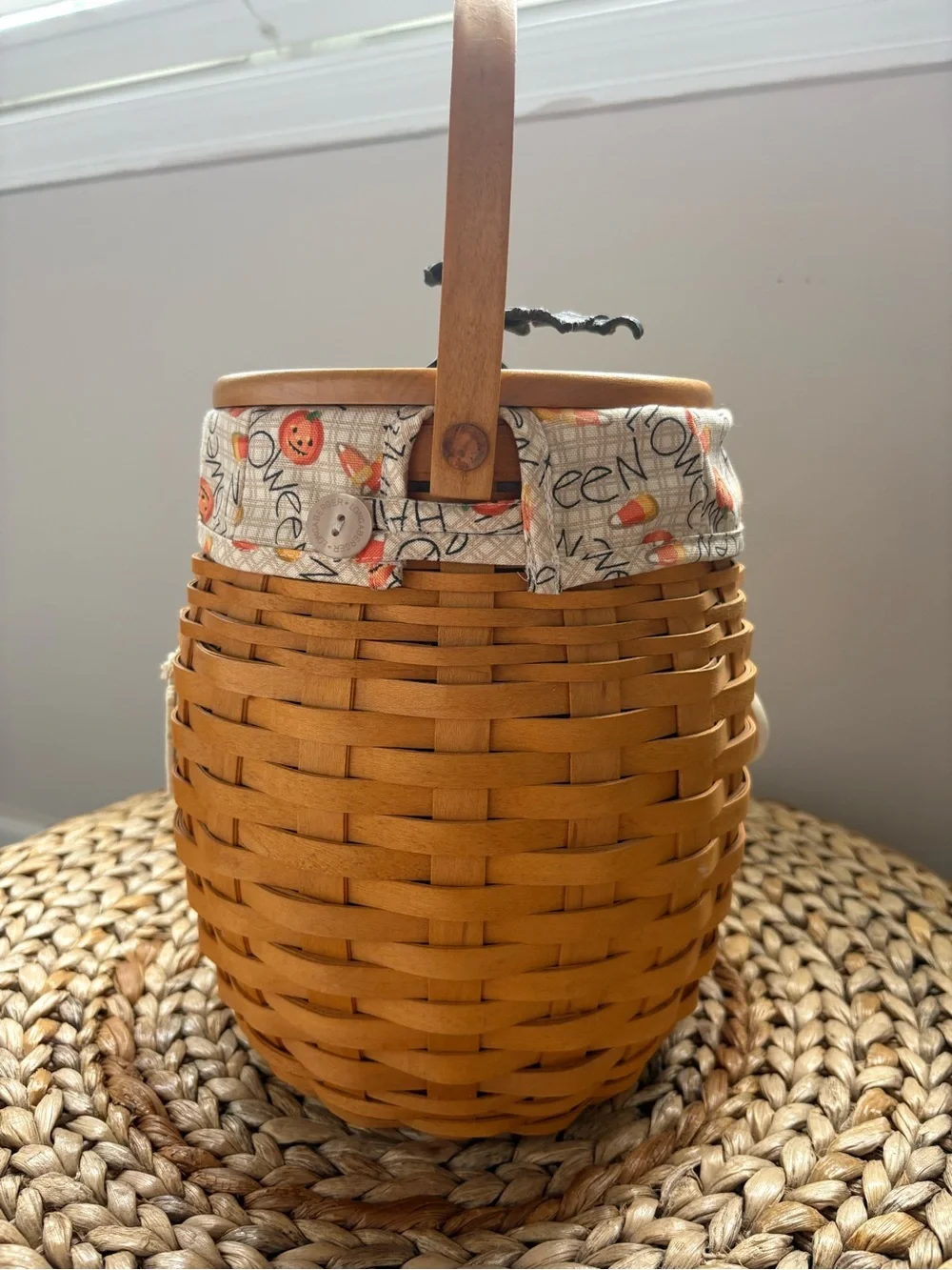 Vintage 2000 Longaberger October Fields Pumpkin Basket w/ Liner and Lid